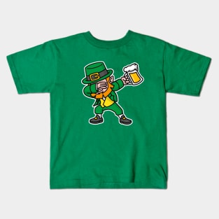 Dab dabbing leprechaun St. Patrick's day pint beer Kids T-Shirt